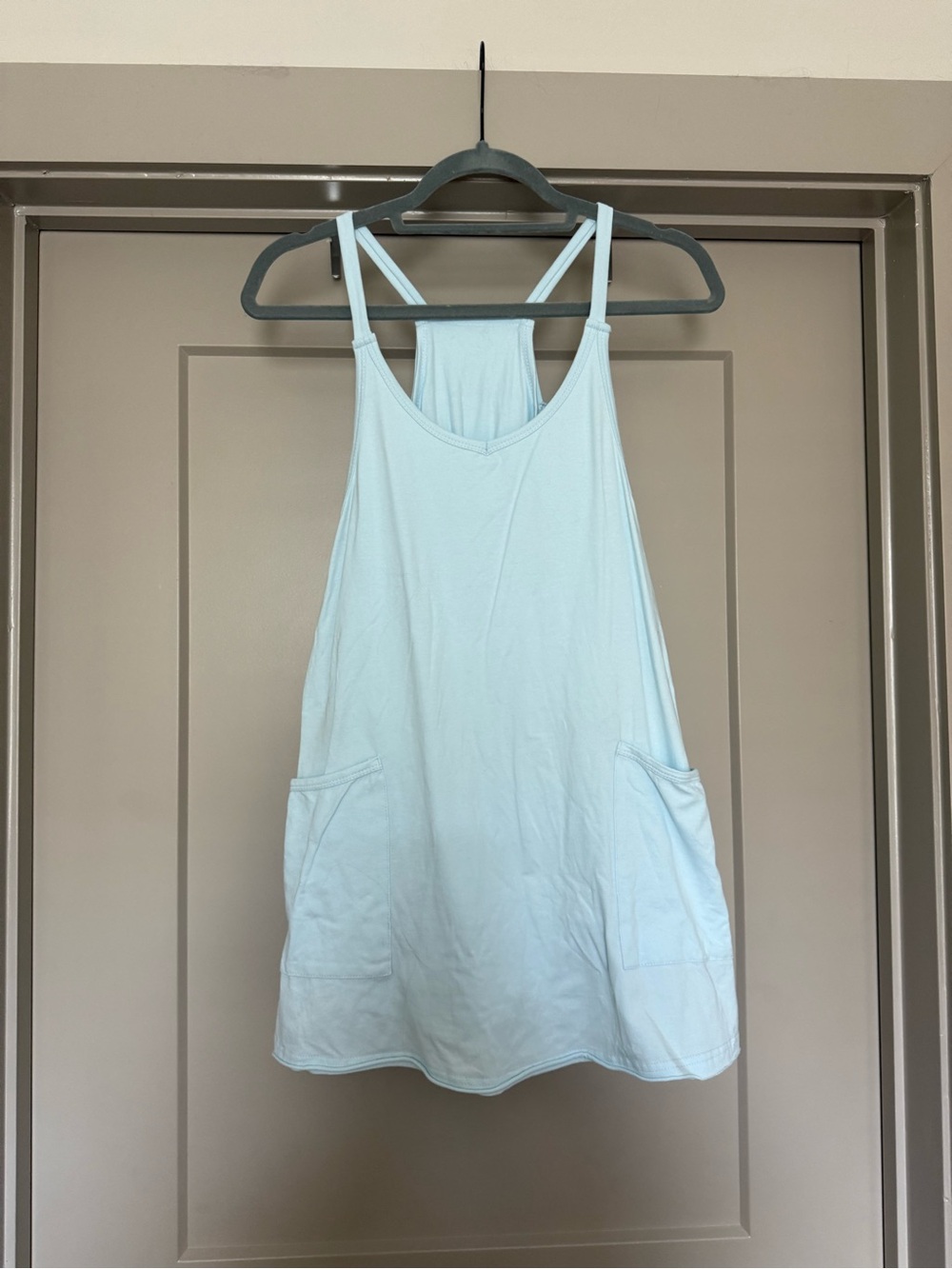 Women's Light Blue Pocket Tank Dress with Racerback